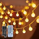 taiyongkang Kugel Lichterkette Außen Strombetrieben – 15M 100 LED Warmweiß...