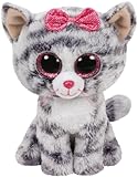 TY 37190 Kiki, Katze mit Glitzeraugen, Beanie Boos, 15cm, grau