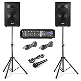 Vonyx VX210 DJ Anlage für Anfänger, Musikanlage mit 2 Lautsprecher Boxen, 2X...