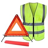 2in1 Warndreieck KFZ Warnwesten Set,Reflektierend Notfalldreieck Auto,360 Grad...