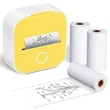 ASprink T02 Mini Drucker mit 3 Papierrollen, Pocket Printer, Etikettendrucker,...
