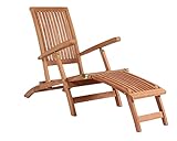 MR. DEKO® Deckchair Yacht Teak | Liegestuhl aus Teakholz - klappbar &...