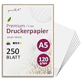 younikat DIN A5 Premium Kopierpapier I 120 g/m² I 250 Blatt in weiß I Papier...