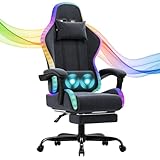 JUMMICO Gaming Stuhl Stoff mit LED, Bürostuhl Ergonomisch mit...