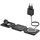 Mag-Safe Ladestation Für iPhone Wireless Charger - 3 in 1 Faltbare Kabelloses...