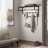 eSituro Wandgarderobe mit Ablage, Kleiderständer Wand mit Kleiderstange 10...