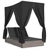 Emmtore Sonnenliege, Doppelliege mit Dach Vorhängen, Gartenliege Verstellbare...