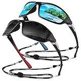 Sunier Sonnenbrille Herren Polarisiert Sport Fahrradbrille Herren Verspiegelt,...