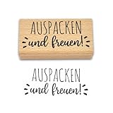 Frau WUNDERVoll® Stempel - Auspacken und freuen- aus Holz, Schrift-/...