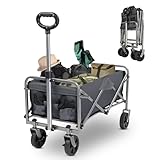 LEADZM Bollerwagen Faltbar, 600D Oxford-Stoff & Stahlrahmen, Handwagen 100 kg...