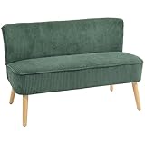 HOMCOM 2 Sitzer Sofa, Couch mit Kordoptik, Holzbeine, Gepolsterter Polstersofa,...