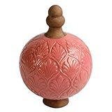 Manufaktur Lichtbogen Große Gartenkugel aus Keramik rosa mit Spitze -...