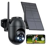 VIMKIM Überwachungskamera Aussen Akku WLAN Solarpanel: 360 Grad WiFi Camera...