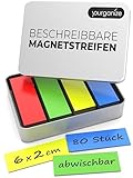 YOURGANIZE® Magnetstreifen beschreibbar | 80 Stück, 60x20 mm | Magnetschilder...