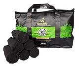 BlackSellig 10 Kg Stangen Kokos Grill Briketts XXL Reine Kokosnussschalen...