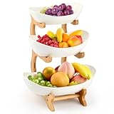 ANNTIM Etagere 3 Etagen, Obst Etagere 3 Stöckig Obstschale Keramik, Weiß...