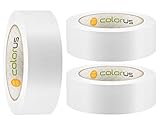 3 x Colorus PVC Abdeckband PLUS 38 mm x 33m weiß gerillt | Schutzband...
