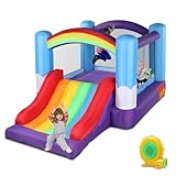 LALAHO Hüpfburg Kinder mit Gebläse, Aufblasbarer Wasserpark mit Regenbogen...