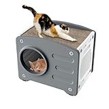 Aufun Katzenhaus Outdoor zum Spielen und Ausruhen, 55x41x46cm Katzenhäuschen...