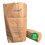 bioMat Kompostierbare Papiersäcke 240l aus Kraftpapier, 25 Papiertüten für...