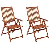 vidaXL Akazie 2X Gartenstuhl Klappstuhl Essstuhl Holzstuhl Gartenmöbel Stuhl