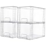 Vtopmart 4Pack Große Stapelbare Aufbewahrungsschubladen, transparente...