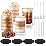 Taimimy Latte Macchiato Gläser Doppelwandig 350ml 4er Set mit 4 Löffeln,...