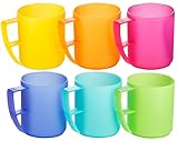 Kigima Plastikbecher mit Henkel 0,3l 6er Set Rainbow – bunte, extra stabile...