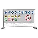FBS Baustellenbanner 340 x 173 cm - Mesh, Sicherheitsbanner mit Achtung...