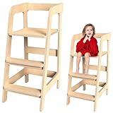 Puecrof Hochstuhl aus Birkenholz für Kinder – Einfache Montage, mitwachsend,...