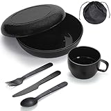Berglander Camping Mess Set mit Schüssel, Teller, Tasse, Löffel, Gabel, Messer...