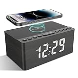 ANJANK Radio wecker Digital mit kabelloses Laden，10W Fast Wireless Charger for...