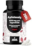 Apfelessig Kapseln - 200 Kapseln Hochdosiert - 1000mg pro Portion - Stoffwechsel...