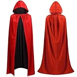 Umhang rot & schwarz mit Kaputze - für Halloween & Fasching & Karneval Vampir...