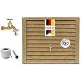 GARANTIA Woody Regentonne Set 350 Liter Lightwood – Wandtank mit Messinghahn +...
