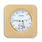 TFA Dostmann Analoges Sauna-Thermo-Hygrometer, mit Holzrahmen, Temperatur,...