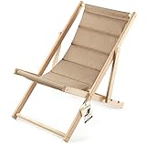KADAX Liegestuhl, Strandstuhl aus Holz, Sonnenliege bis 120kg, Liege aus...