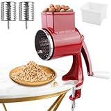 Manuelle Nussmühle mit 2 abnehmbaren Trommelblättern, Edelstahl Schnelles...