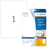 HERMA 10021 Universal Etiketten ablösbar, 25 Blatt, 210 x 297 mm, 1 pro A4...