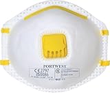 Portwest P101WHR Staubschutzmasken FFP1, mit Ventil, 10 Stück