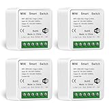 4 Stück Smart Lichtschalter Modul, Wlan Smart Relais Schalter WLAN Mini DIY...