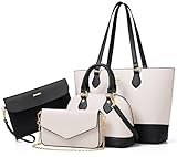 Bagsure Handtasche Damen Schultertasche Handtaschen Tragetasche Damen 4-teiliges...