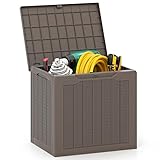 COSTWAY Gartenbox 96 L, Auflagenbox mit abschließbarem Deckel & Rattanoptik,...