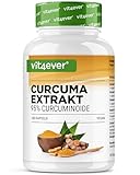 Curcuma Extrakt - 180 Kapseln - Hochdosiert mit 500 mg Curcumin pro Tagesportion...