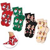 TAXTYHRE Weihnachtssocken Set, 4 Paare Weihnachtssocken, Christmas Socks Damen,...