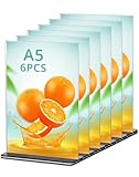 QWORK® 6 Stück A5 Acryl Tischaufsteller mit Solide Sockel, Doppelseitiger...