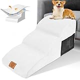 HEVOL Hundetreppe 3 Stufen, Tragbare Hunderampe aus Hochdichtem Schwamm für...