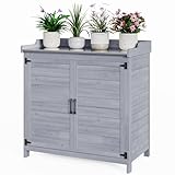 Bealife Pflanztisch mit Unterschrank, Gartenschrank mit Arbeitsplatte mit 1...