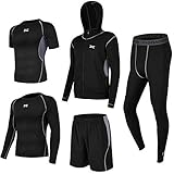 Superora Fitness Kleidung Set 5 stück männer Athletic Fitness Sport Anzug Grau...