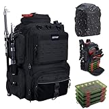 Goture Angelrucksack mit 4 Köderbox Angeln, 45-Liter Angelzubehör-Rucksack mit...